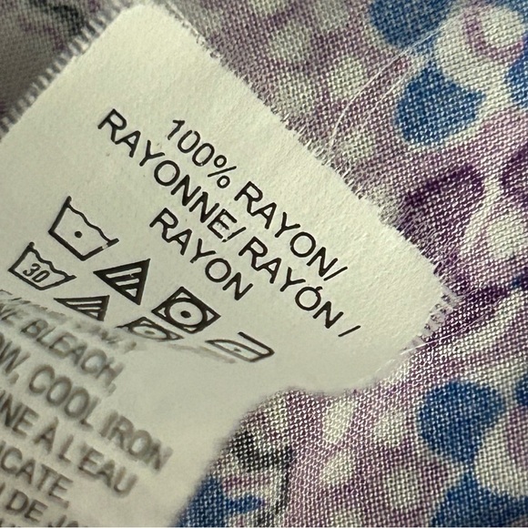 💕 lucky brand Floral Print Women's Top - Purple and Blue S - Picture 10 of 11